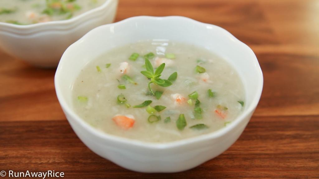 Yampi Root/Yam Soup with Shrimp (Canh Khoai Mo) -- garnish with Rice Paddy Herb for a pop of freshness and flavor!