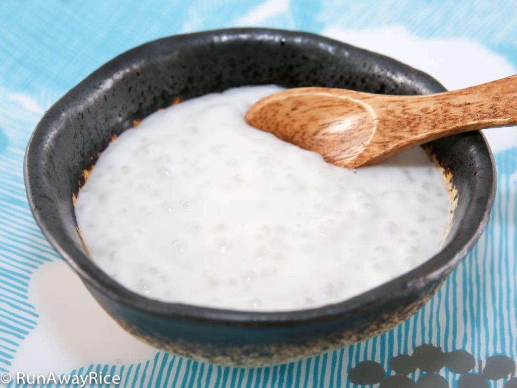 This creamy coconut sauce with tapioca pearls is too die for! Go ahead, drizzle it on everything!