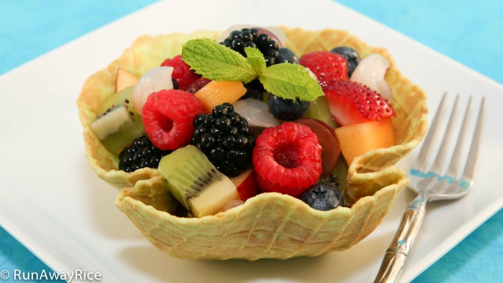 Pandan Waffle Bowl with Fresh Fruit
