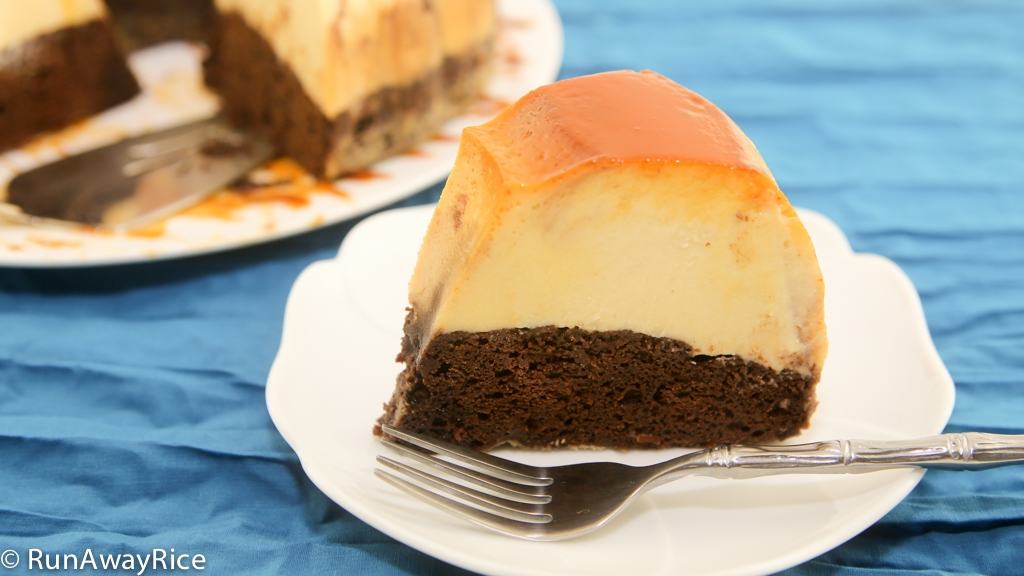 Chocolate Flan Cake--Sweet, Rich and Decadent, it's a slice of heaven! | recipe from runawayrice.com