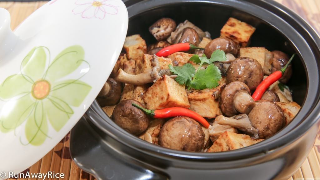 Full of flavor and texture: Braised Tofu and Mushrooms (Dau Hu Kho Nam) | recipe from runwayrice.com