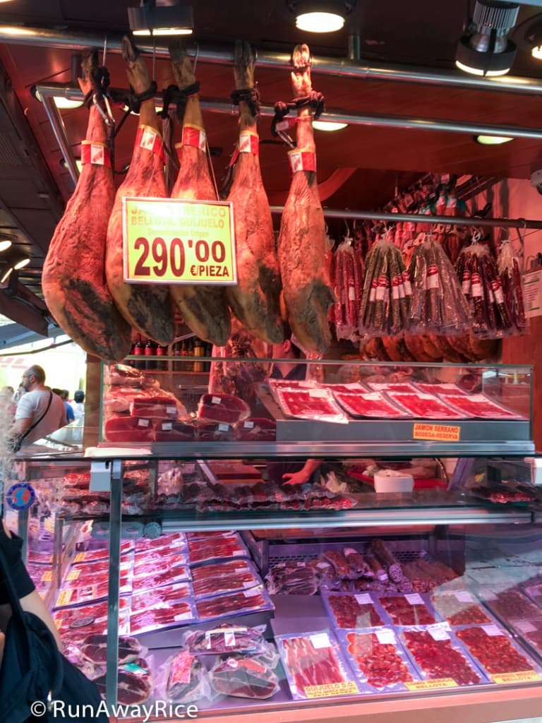 Cured Meats and Ham at La Boqueria Market | runawayrice.com