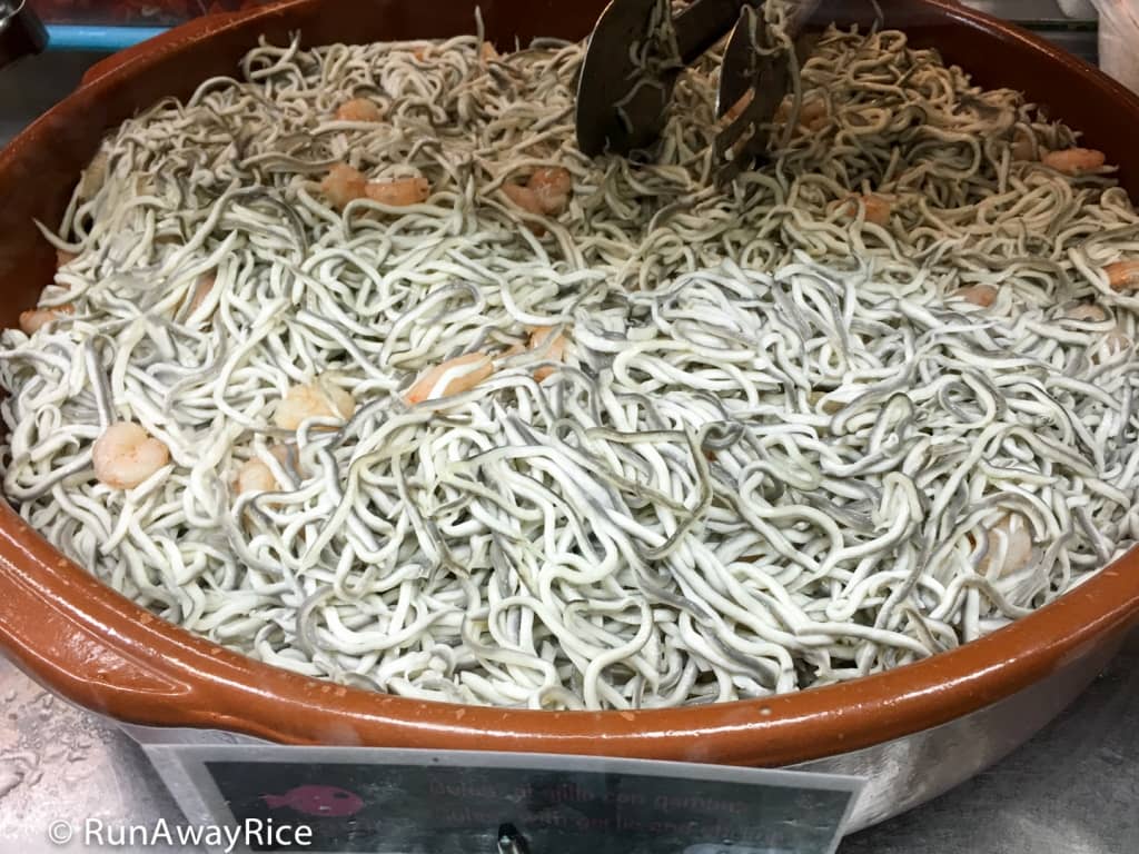 Mercado de San Miguel - Gulas (Shredded Alaskan Pollock made to look like baby eels) | runawayrice.com