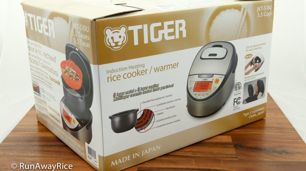 Tiger IH 5.5 Rice Cooker - Box Front and Side | runawayrice.com