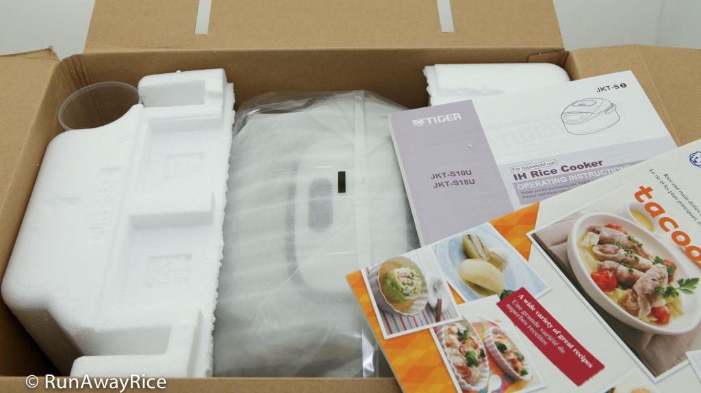 Tiger IH 5.5 Rice Cooker- Just inside the box upon opening | runawayrice.com