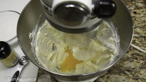 Making Cream Cheese Spritz Cookie Dough-Add Egg | recipe from runawayrice.com