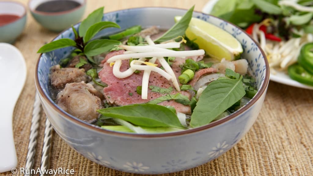 Vietnamese Beef Noodle Soup (Pho Bo) - the most popular noodle soup is so easy to make | recipe from runawayrice.com