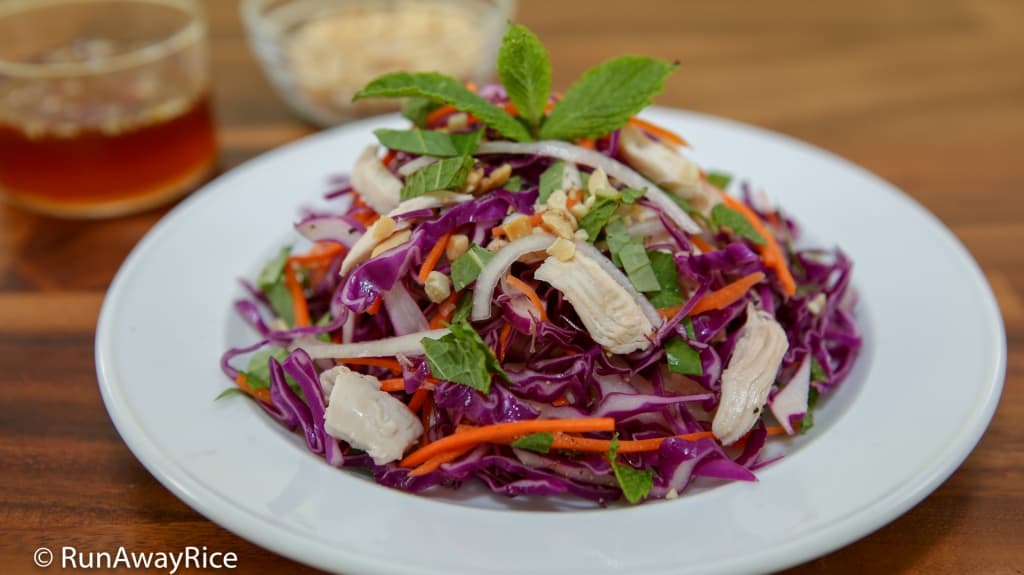 Purple Cabbage Chicken Salad (Goi Ga Bap Cai Tim) - Healthy and Easy Recipe! | recipe from runawayrice.com