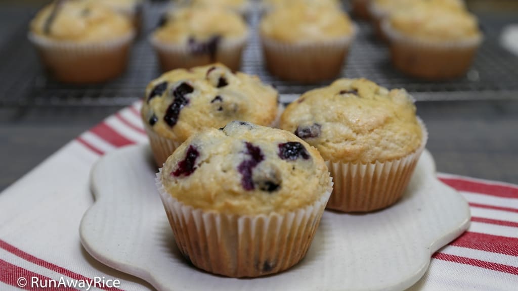 Blueberry Okara Muffins - Fluffy, Moist Muffins! | recipe from runawayrice.com