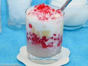 Agar Agar Jelly and Mock Pomegranate Seeds Dessert (Che Suong Sa Hot Luu) - Icy Sweet Treat! | recipe from runawayrice.com