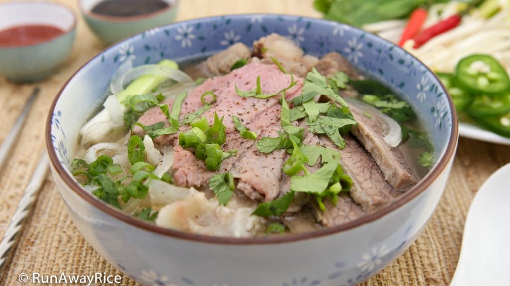 Vietnamese Beef Noodle Soup (Pho Bo) - amazing noodle soup with a plethora of meats and fresh herbs | recipe from runawayrice.com