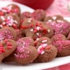 Chocolate Shortbread Cookies for Valentine's Day - cute heart-shaped cookies with candy sprinkles and sanding sugar | recipe from runawayrice.com
