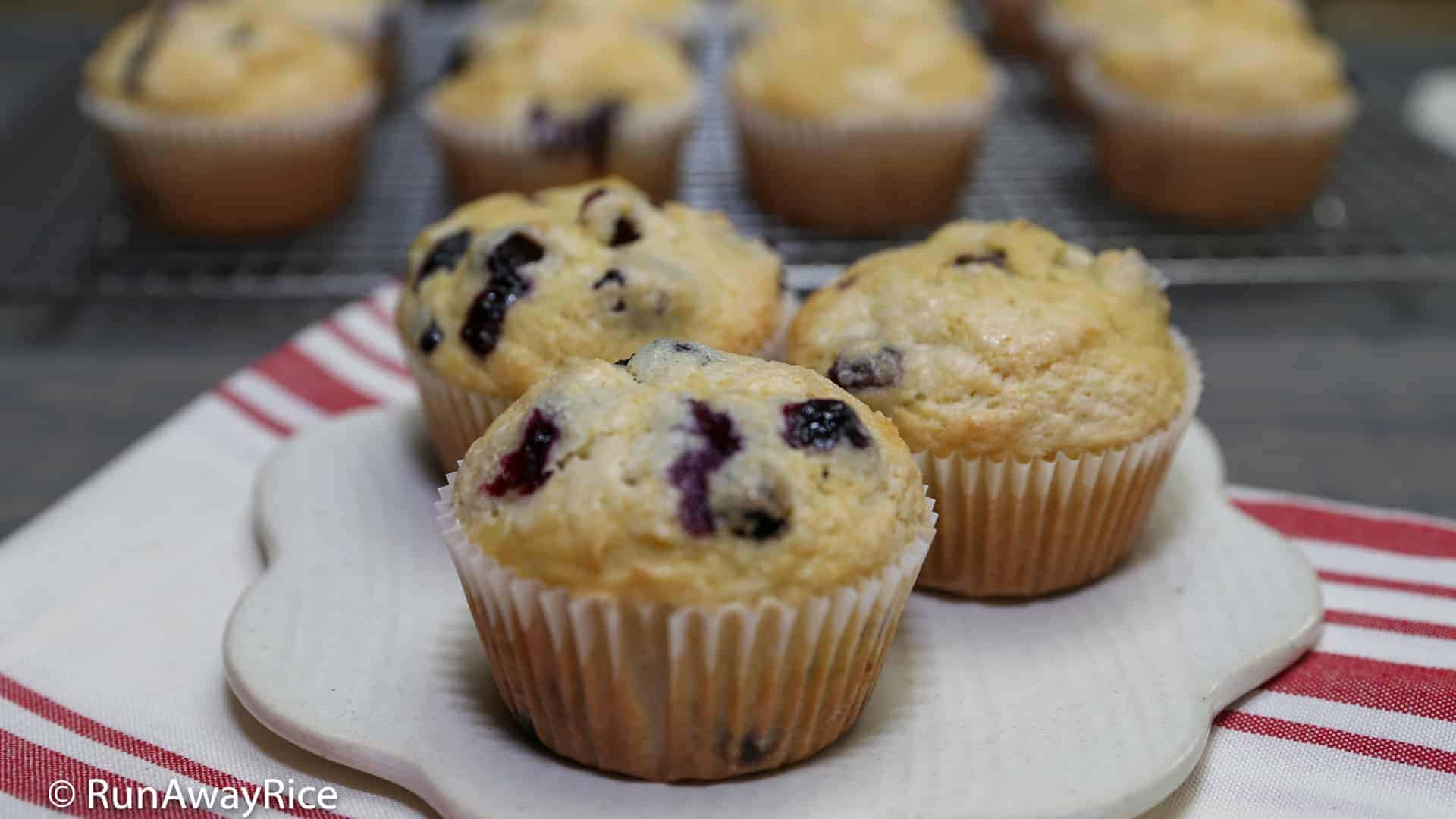 Blueberry Okara Muffins - Fluffy, Moist Muffins! | recipe from runawayrice.com