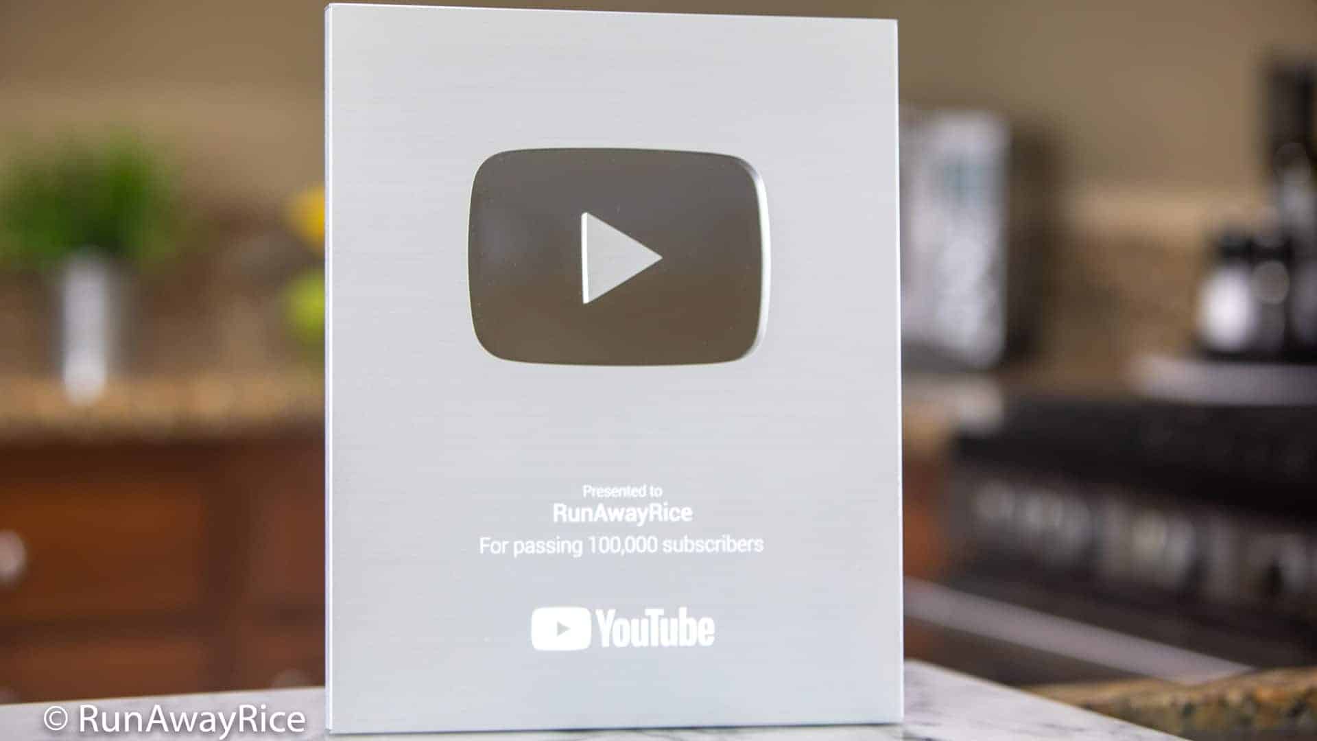 RunAwayRice YouTube Silver Creator Award | runawayrice.com