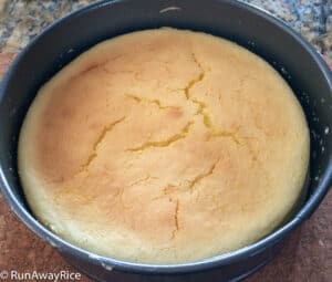 Cotton Cheesecake / Japanese Cheesecake: Cracked Top and Deflated Cake | Cotton Cheesecake Challenges: Deflation, Cracks, and Water Bath Issues | runawyrice.com