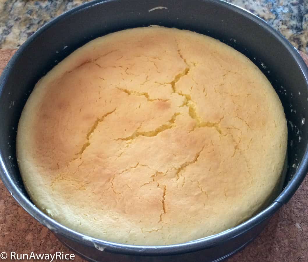 Cotton Cheesecake / Japanese Cheesecake: Cracked Top and Deflated Cake | Cotton Cheesecake Challenges: Deflation, Cracks, and Water Bath Issues | runawyrice.com